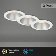 BRILONER BRILONER LED vestavná svítidla sada, pr.9,5 cm, 3x LED, 4,9 W, 480 lm, bílé-stříbrná BRI 7041-036