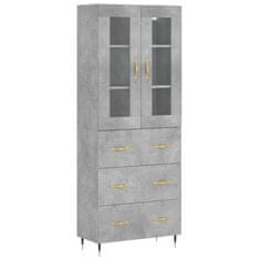 Greatstore Skříň highboard betonově šedá 69,5x34x180 cm kompozitní dřevo