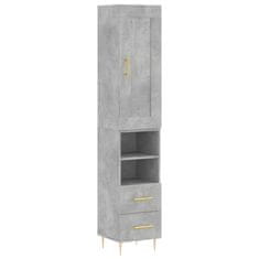 Greatstore Skříň highboard betonově šedá 34,5x34x180 cm kompozitní dřevo