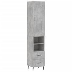 Vidaxl Skříň highboard betonově šedá 34,5x34x180 cm kompozitní dřevo