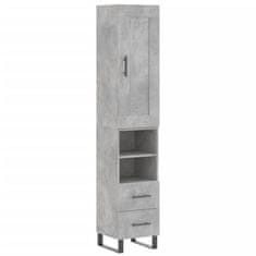 Greatstore Skříň highboard betonově šedá 34,5x34x180 cm kompozitní dřevo