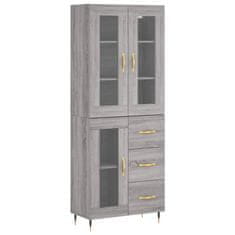 Greatstore Skříň highboard šedá sonoma 69,5 x 34 x 180 cm kompozitní dřevo