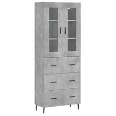 Greatstore Skříň highboard betonově šedá 69,5x34x180 cm kompozitní dřevo