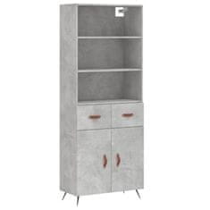 Greatstore Skříň highboard betonově šedá 69,5x34x180 cm kompozitní dřevo