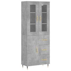 Greatstore Skříň highboard betonově šedá 69,5x34x180 cm kompozitní dřevo