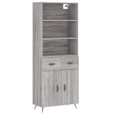 Greatstore Skříň highboard šedá sonoma 69,5 x 34 x 180 cm kompozitní dřevo