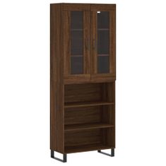 Vidaxl Skříň highboard hnědý dub 69,5 x 34 x 180 cm kompozitní dřevo