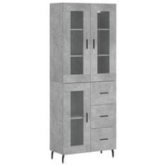 Greatstore Skříň highboard betonově šedá 69,5x34x180 cm kompozitní dřevo