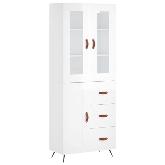 Vidaxl Skříň highboard lesklá bílá 69,5 x 34 x 180 cm kompozitní dřevo