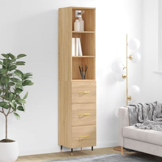 Greatstore Skříň highboard dub sonoma 34,5 x 34 x 180 cm kompozitní dřevo