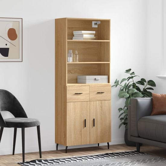 Greatstore Skříň highboard dub sonoma 69,5 x 34 x 180 cm kompozitní dřevo