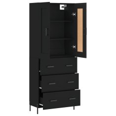 Greatstore Skříň highboard černá 69,5 x 34 x 180 cm kompozitní dřevo