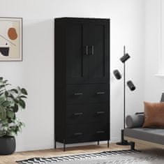 Greatstore Skříň highboard černá 69,5 x 34 x 180 cm kompozitní dřevo