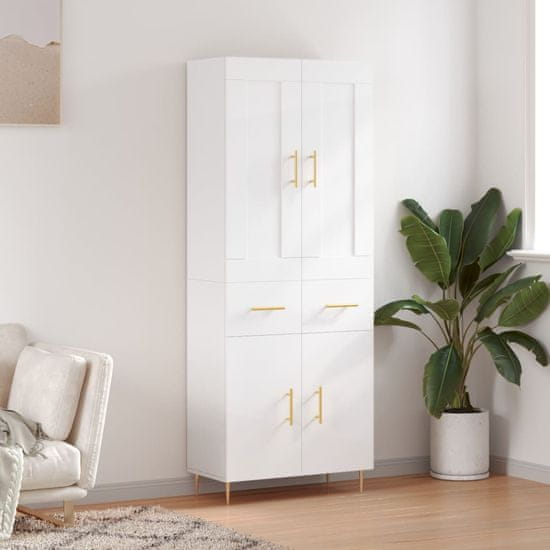 Vidaxl Skříň highboard lesklá bílá 69,5 x 34 x 180 cm kompozitní dřevo