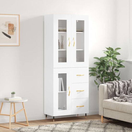 Greatstore Skříň highboard bílá 69,5 x 34 x 180 cm kompozitní dřevo