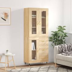 Greatstore Skříň highboard dub sonoma 69,5 x 34 x 180 cm kompozitní dřevo