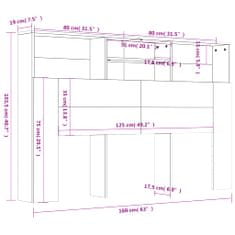 Vidaxl Čelo postele s úložným prostorem dub sonoma 160 x 19 x 103,5 cm