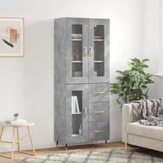 Greatstore Skříň highboard betonově šedá 69,5x34x180 cm kompozitní dřevo