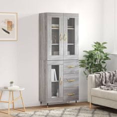 Greatstore Skříň highboard šedá sonoma 69,5 x 34 x 180 cm kompozitní dřevo