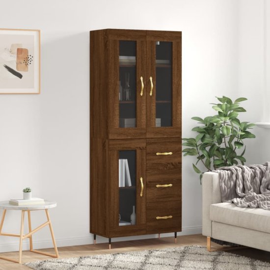 Greatstore Skříň highboard hnědý dub 69,5 x 34 x 180 cm kompozitní dřevo