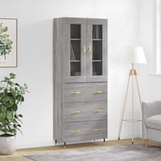 Greatstore Skříň highboard šedá sonoma 69,5 x 34 x 180 cm kompozitní dřevo