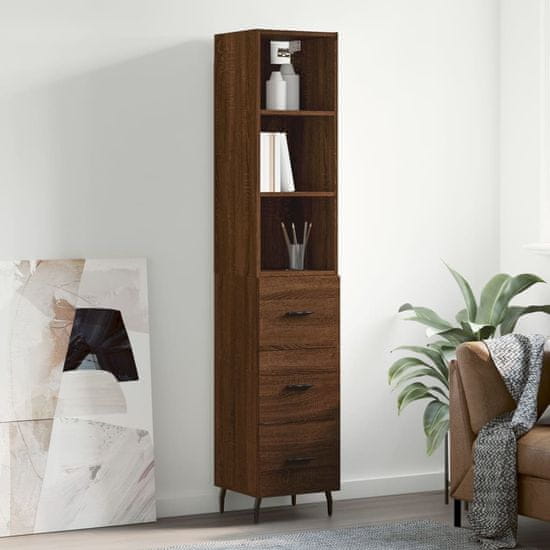 Vidaxl Skříň highboard hnědý dub 34,5 x 34 x 180 cm kompozitní dřevo