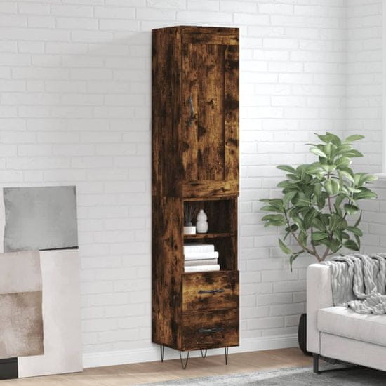 Greatstore Skříň highboard kouřový dub 34,5 x 34 x 180 cm kompozitní dřevo