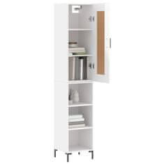 Greatstore Skříň highboard bílá s vysokým leskem 34,5x34x180 cm kompozit