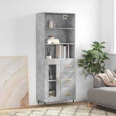 Greatstore Skříň highboard betonově šedá 69,5x34x180 cm kompozitní dřevo