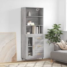 Greatstore Skříň highboard šedá sonoma 69,5 x 34 x 180 cm kompozitní dřevo