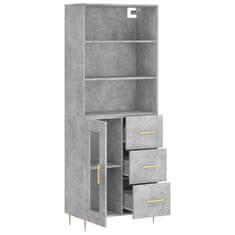 Greatstore Skříň highboard betonově šedá 69,5x34x180 cm kompozitní dřevo