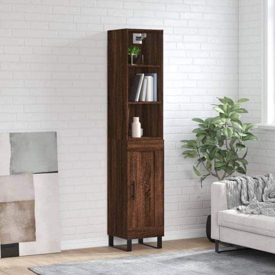 Greatstore Skříň highboard hnědý dub 34,5 x 34 x 180 cm kompozitní dřevo