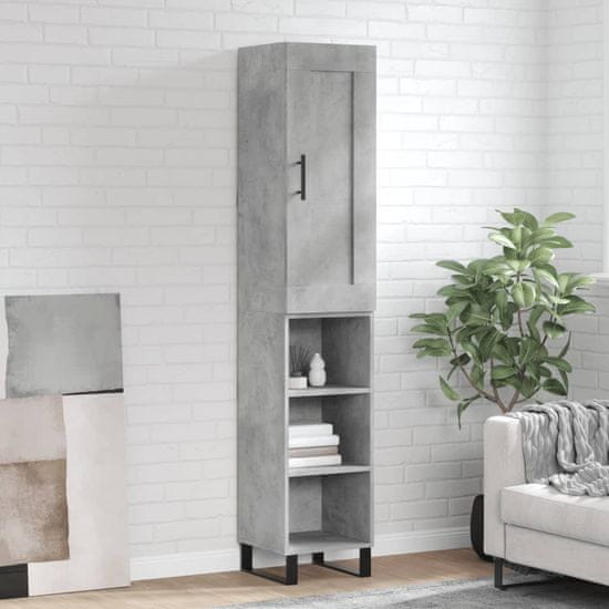 Greatstore Skříň highboard betonově šedá 34,5x34x180 cm kompozitní dřevo