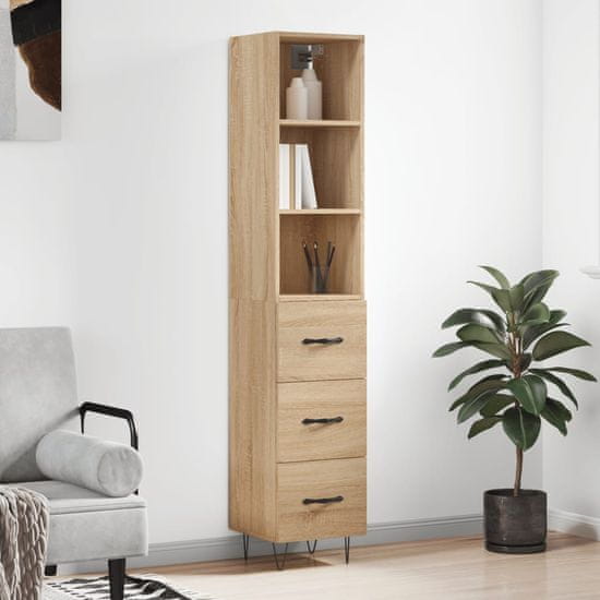 Greatstore Skříň highboard dub sonoma 34,5 x 34 x 180 cm kompozitní dřevo