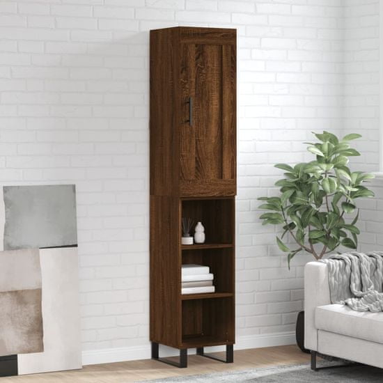 Greatstore Skříň highboard hnědý dub 34,5 x 34 x 180 cm kompozitní dřevo