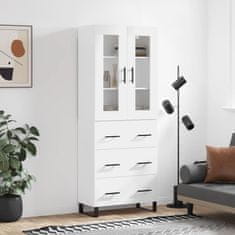 Greatstore Skříň highboard bílá 69,5 x 34 x 180 cm kompozitní dřevo