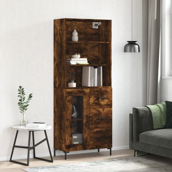 Greatstore Skříň highboard kouřový dub 69,5 x 34 x 180 cm kompozitní dřevo