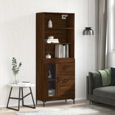 Greatstore Skříň highboard hnědý dub 69,5 x 34 x 180 cm kompozitní dřevo