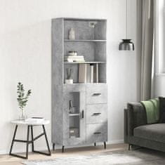 Greatstore Skříň highboard betonově šedá 69,5x34x180 cm kompozitní dřevo