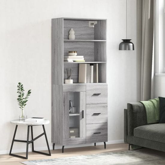 Greatstore Skříň highboard šedá sonoma 69,5 x 34 x 180 cm kompozitní dřevo