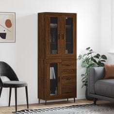 Greatstore Skříň highboard hnědý dub 69,5 x 34 x 180 cm kompozitní dřevo