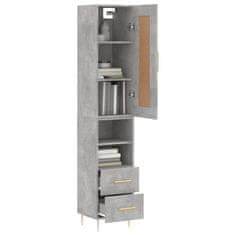 Greatstore Skříň highboard betonově šedá 34,5x34x180 cm kompozitní dřevo