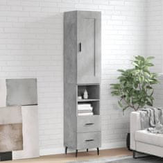 Greatstore Skříň highboard betonově šedá 34,5x34x180 cm kompozitní dřevo