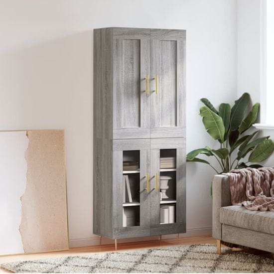 Greatstore Skříň highboard šedá sonoma 69,5 x 34 x 180 cm kompozitní dřevo