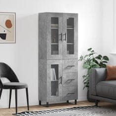 Greatstore Skříň highboard betonově šedá 69,5x34x180 cm kompozitní dřevo