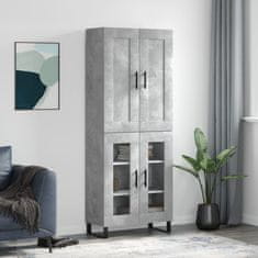 Greatstore Skříň highboard betonově šedá 69,5x34x180 cm kompozitní dřevo