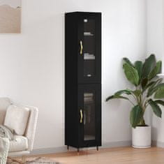 Greatstore Skříň highboard černá 34,5 x 34 x 180 cm kompozitní dřevo