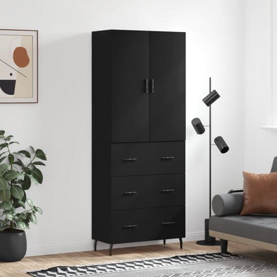 Vidaxl Skříň highboard černá 69,5 x 34 x 180 cm kompozitní dřevo