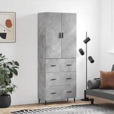 Greatstore Skříň highboard betonově šedá 69,5x34x180 cm kompozitní dřevo