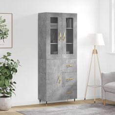 Greatstore Skříň highboard betonově šedá 69,5x34x180 cm kompozitní dřevo